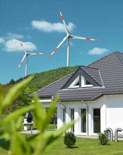 Windkraft in der Nähe eines Wohngebiets